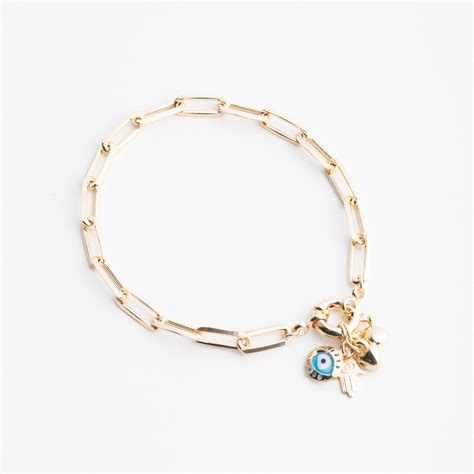 Lucky Charm Bracelet with Turquoise Evil Eye 7"
