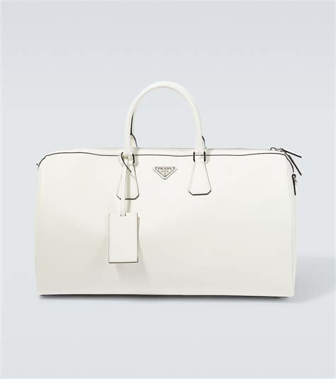 Leather duffel bag in white - Prada | Mytheresa
