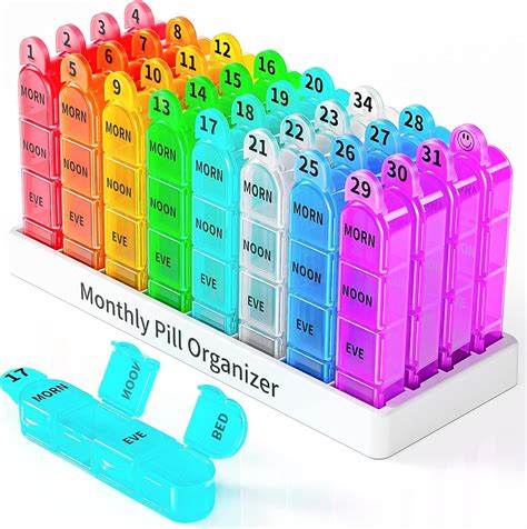 Amazon.com: Odaro Monthly Pill Organizer 4 Times a Day, 30 Day Pill Organizer, Monthly Pill Box ...