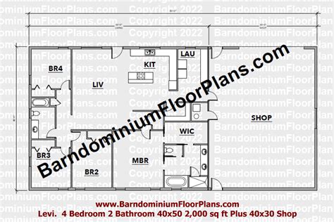 40x50 Barndominium Floor Plans 40x50 Floor Plan Etsy