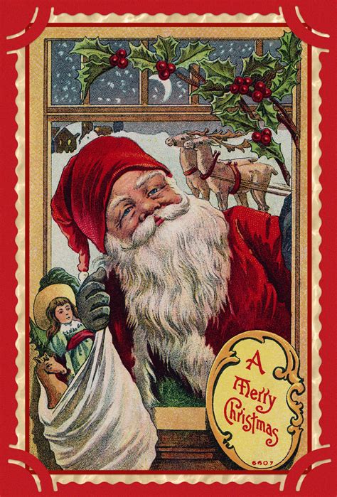 Santa Vintage Christmas Card Free Stock Photo - Public Domain Pictures
