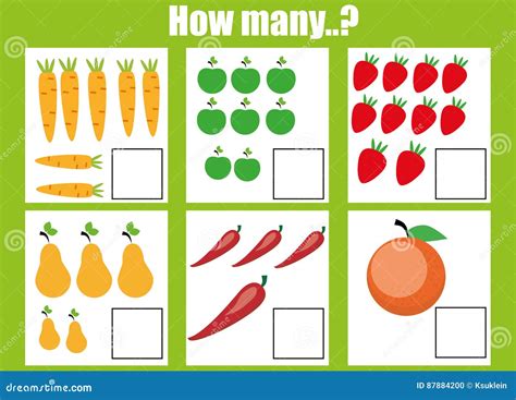 Counting Educational Children Game, Kids Activity Worksheet. How Many ...