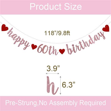 Happy 60th Birthday Banner, Pre-Strung,Rose Gold India | Ubuy