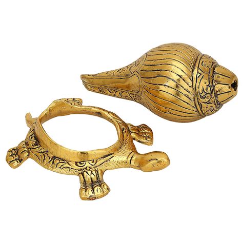 Buy Online Metal Shank Conch Placed on Tortoise Base Showpiece– CraftVatika