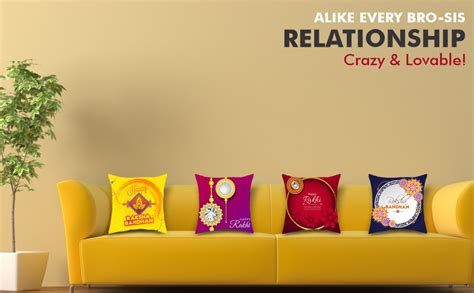 Buy Mekanshi Satin Printed Happy Rakhi Cushion,Pillow with Filler Pack ...