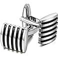 Buy Peora Unique Black Stripes Shirt Cufflinks for Men Business ...