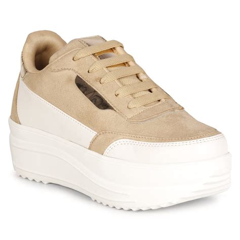 Buy Denill Women Stylish Casual Lace Up Sneaker Shoes UK- 3 Beige at ...