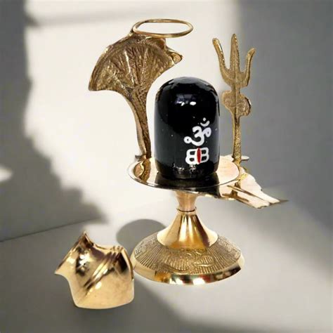 Pure Brass Shivling with Black Lingam, Trishul & Kalash | Mahadev Shiv ...