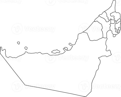 Map of United Arab Emirates with detailed country map, line map. 30936978 PNG