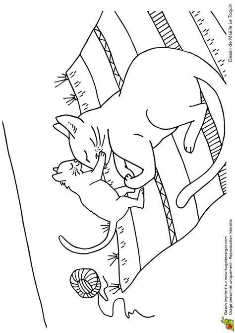 Coloriage un bisou pour maman chat