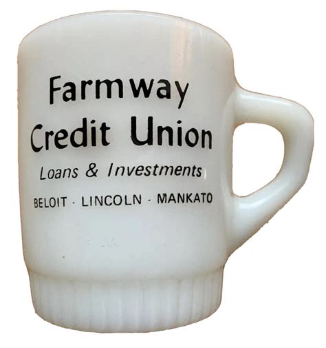 1970s FARMWAY CREDIT UNION FIRE KING COFFEE MUG, BELOIT LINCOLN MANKATO ...