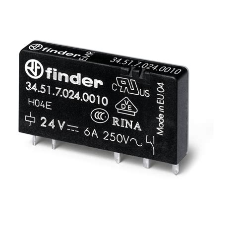 345170055010 Finder | Finder PCB Mount Relay, 5V dc Coil, 6A Switching ...