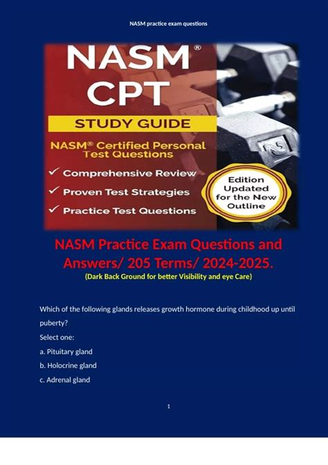 NASM Practice Exam Questions and Answers/ 205 Terms/ . - NASM Practice ...