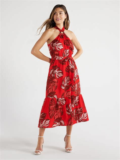 Sofia Jeans Women's O-Ring Halter Dress, Mid Calf Length, Sizes XS-XXXL - Walmart.com