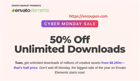 [网络星期一节日 2022] Envato Market - 优惠50% 无限 Downloads. - 野猪优惠码(yezhu.in)