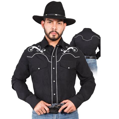 Camisa Vaquera Bordada El General GEN-42958L | Black m