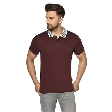 Buy Elegance Men's Wine Color Polo Neck Half Sleeve Tshirt at Amazon.in
