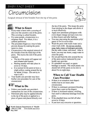 Fillable Online ndhealth Baby Fact Sheet - Circumcision Baby Fact Sheet ...