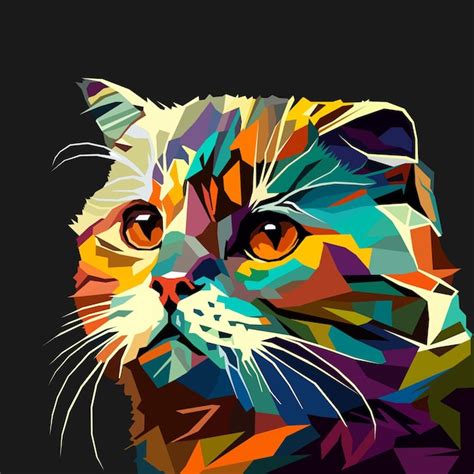 Katzengesicht gezeichnet mit WPAP-Kunststil-Pop-Art-Vektorillustration ...
