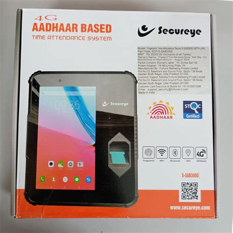 Aadhaar Enabled Secureye S-SAB3000 Biometric System, 4G AADHAAR BASED ...