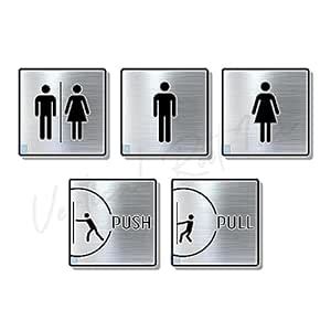 Vertical Root Inc® Premium BRUSH STEEL Finish Acrylic RESTROOM, MEN ...