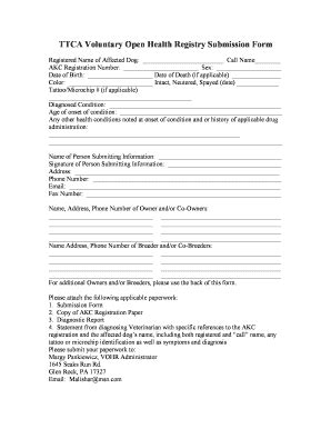 Fillable Online ttca-online Voluntary Open Health Registry Submission ...