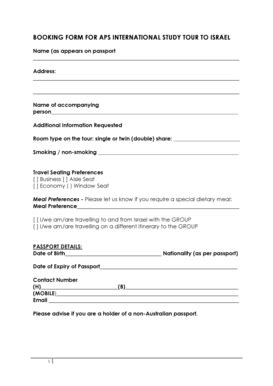 Fillable Online psychology org Booking form for aps international study ...