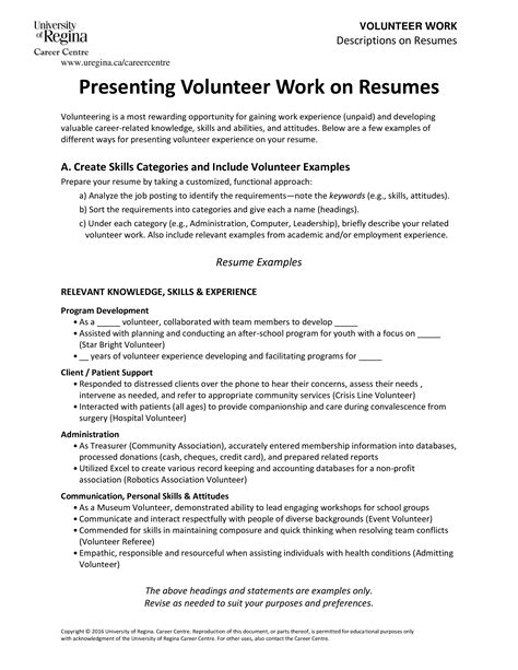 Sample Volunteer Work Resume - Gain valuable experience and showcase your skills
