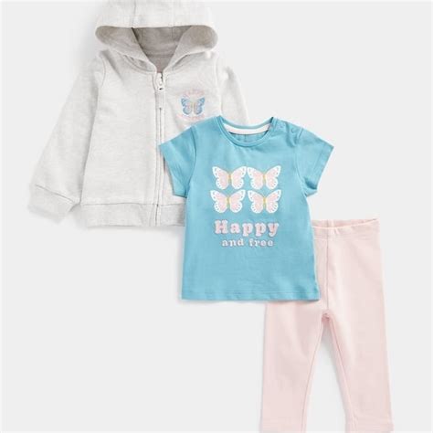 Buy Mothercare Girls Full Sleeves Legging Set -Pack Of 3-Grey Online at ...