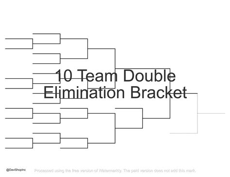 10-team Single and Double Elimination Playoff Brackets | PDF JPG and Hi ...
