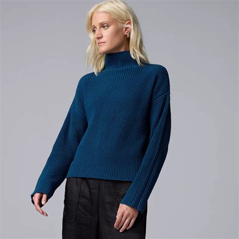 Petite Simply Vera Vera Wang Ribbed Turtleneck Sweater