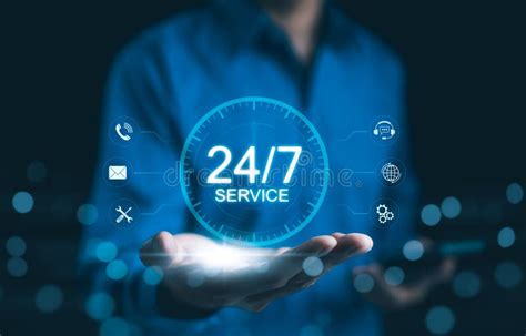 24 Hour 7 Day Customer Service and Support Concept. Businessman ...