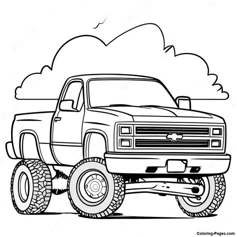 Sleek Lifted Chevy Truck Coloring Page | Coloring-Pages.com