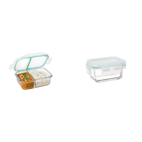Buy Signoraware Slim Small Glass Lunch Box, 600ml/33mm, Clear & Lock 'N ...
