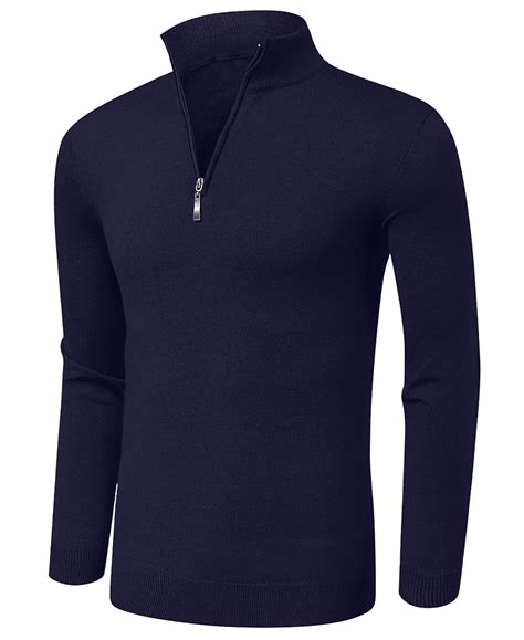 HAOMEILI Men's Quarter Zip Up Sweaters Slim Fit Lightweight Mock Neck ...