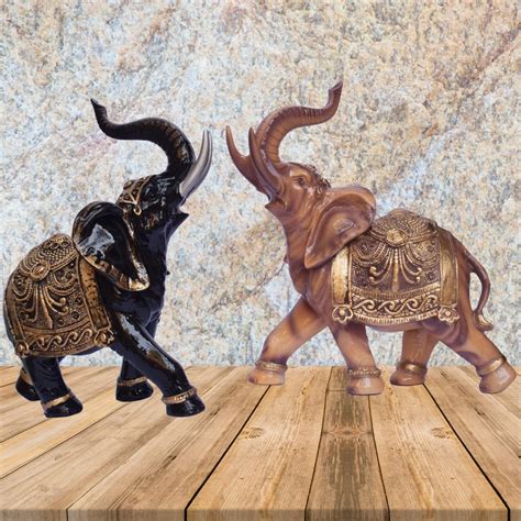 Buy ARADH Polyresin Elephant Idols Trunk Up for Luck Vastu | Home Decor ...