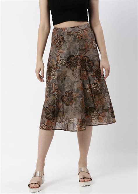 Get Brown Floral Printed Skirt at ₹ 1099 | LBB Shop