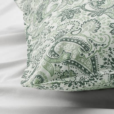 RODGERSIA pillowcase, green/white, 50x80 cm (20x31") - IKEA