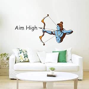 Decal O Decal Vinyl Aim High with Lord Ram Wall Stickers (Multicolour ...