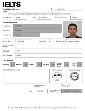Fillable Online IELTS.pdf - Test Report Form NOTE ACADEMIC Admission ...