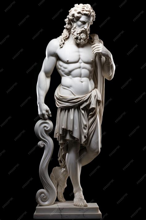 Premium Photo | Marble sculpture of greek god on a black background