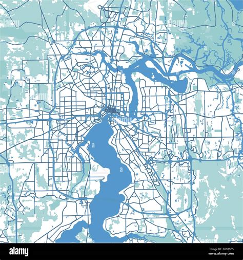 Map of Jacksonville in Florida in blue. Contains layered vector with ...