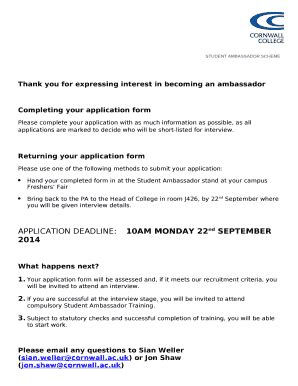 Thank you for expressing interest in becoming an ambassador Doc ...