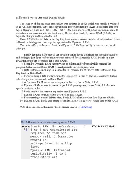 Image result for Static RAM Vs. Dynamic Ram