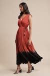 Buy Orange Viscose V-neck Ombre Crinkled Dress For Women by Ritu Kumar ...