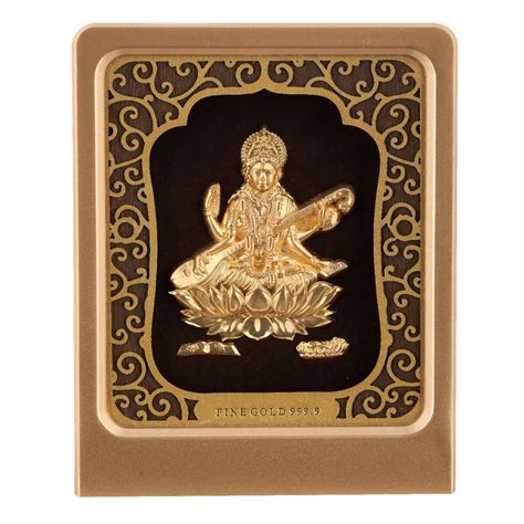 Pk & Pk Jewellers Saraswati Maa Table Top | 24KT Gold | Golden Frame ...