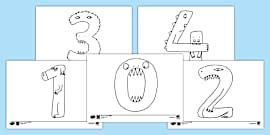 Age 1 to 10 Big Numbers Colouring Pages