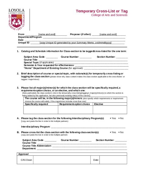 Temporary Cross-List or Tag Doc Template | pdfFiller