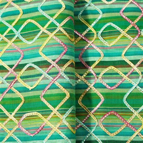 Buy Green & Multicolor Gotta Work Sequence Embroidery Handloom Cotton ...
