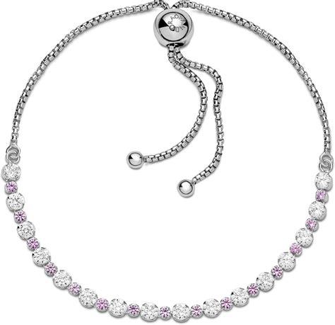 Buy PANDORA Pink & Clear Sparkle Slider Bracelet, Synthetic Pink ...